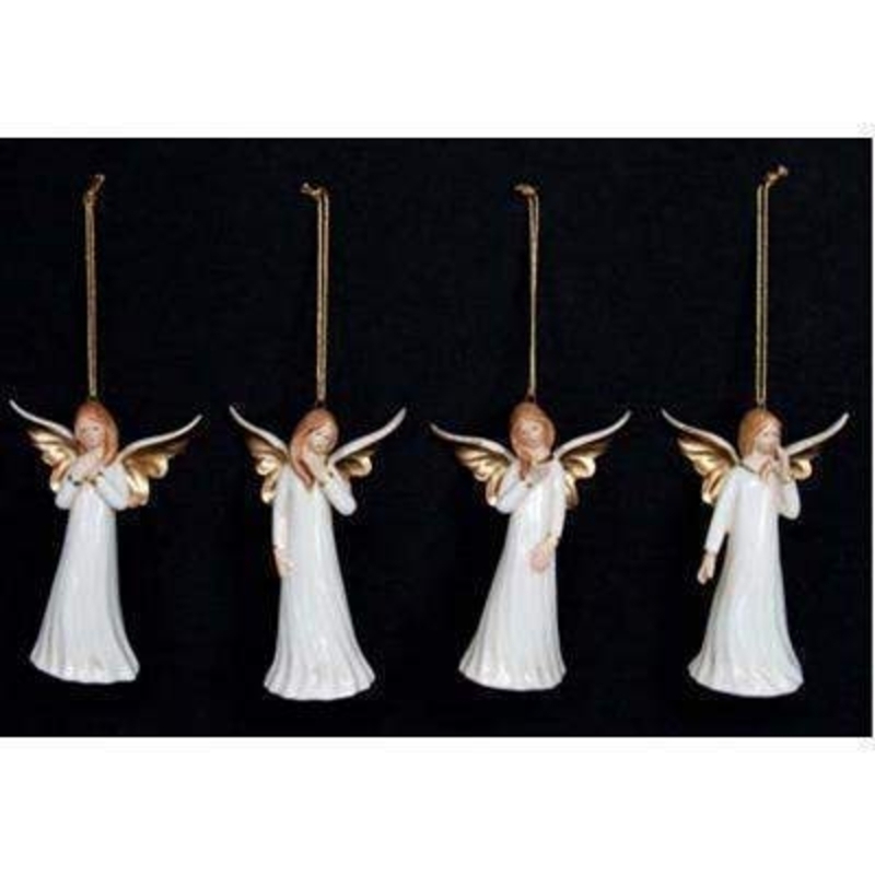 Choice of 4 ceramic hanging decorations. These contemporary figurines can be hung anywhere you might want an angel to watch over you not just at Christmas. Price is for 1 figurine and the choice will be random unless specified. Approx size 11.5x8x6cm